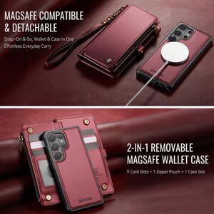 Defencase Phone Case for Samsung S26 Ultra Wallet Cover with MagSafe – Wine Red